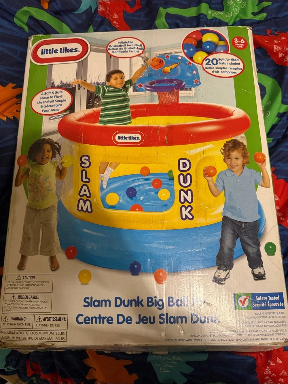 Little Tikes Slam Dunk Ball Pit Inflatable Play Center – Red, Yellow & Blue